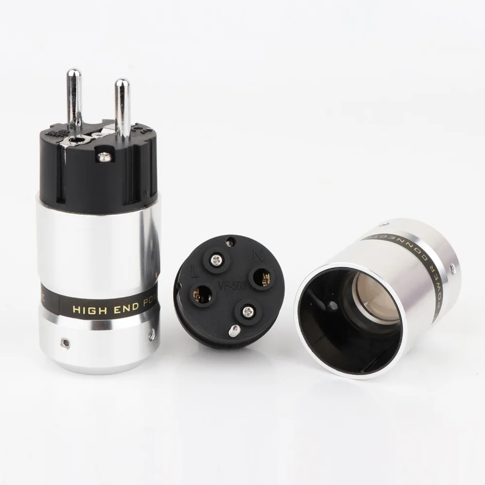 P080ER Rhodium Plated Schuko Male Plug Hifi Figure 8 IEC C7 Plug Female Socket DIY Power Cord Cable