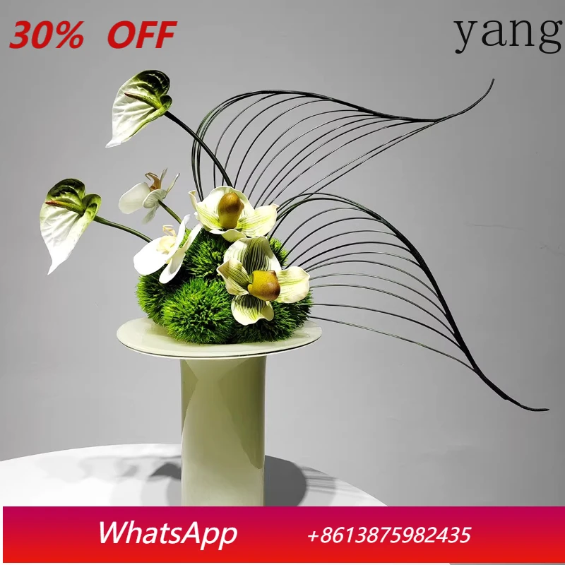 

LH New Chinese Art Glass Simulation Flower Art Model Room Entrance Tabletop Ornament