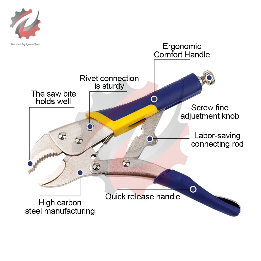 9 Inch 10Inch Curved Jaw Locking Pliers with Wire Cutter & Grip Straight Jaw Locking Pliers Long Nose Locking Pliers