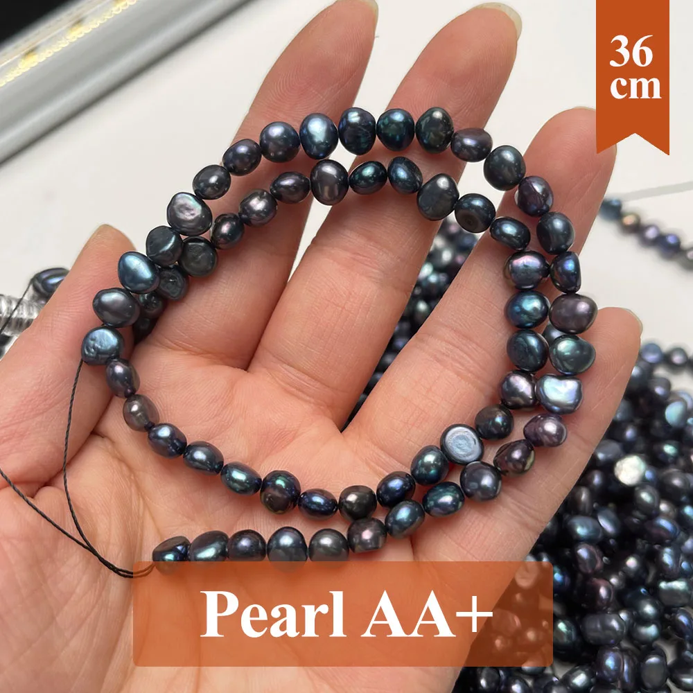 36cm Natural Freshwater Pearl Beads Two Sided Light Black Pearl Loose Spacer Beaded for Making DIY Jewelry Necklace Bracelet