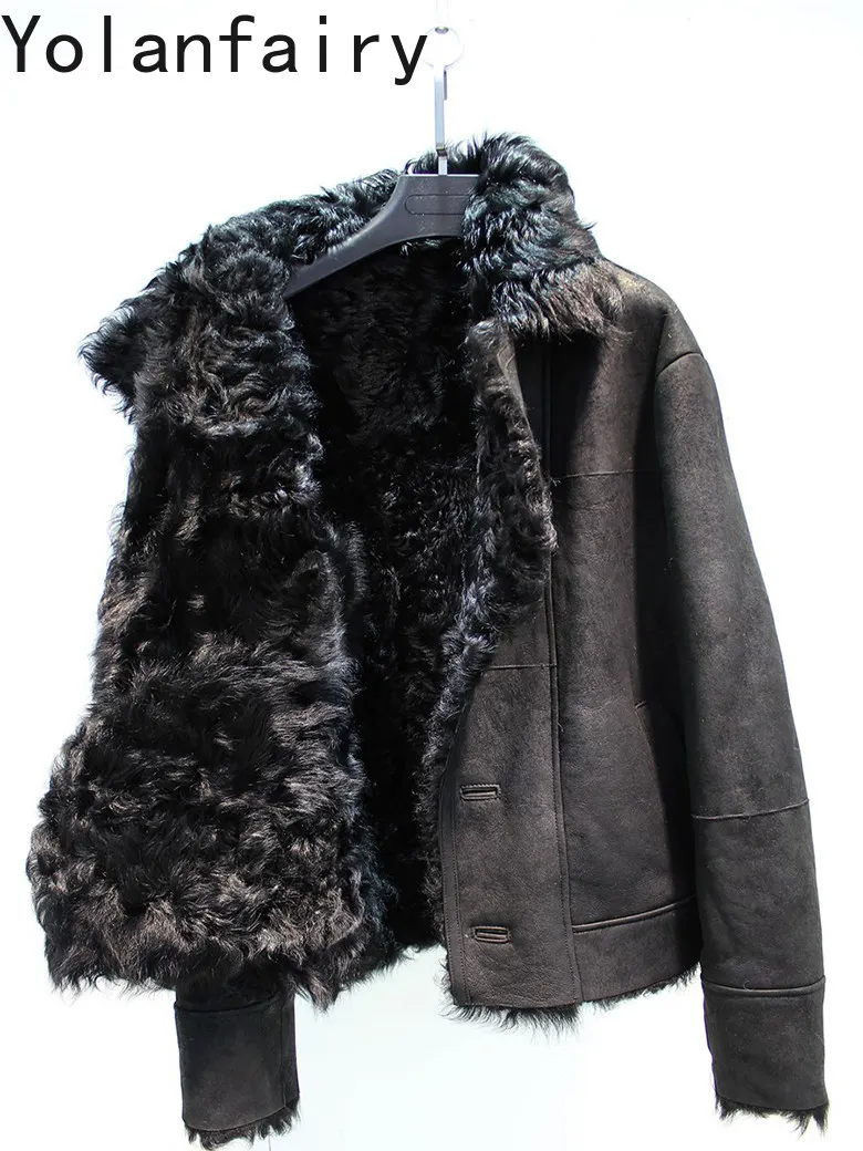 YOLANFAORY 2026 Natural Fur Coats for Man High Quality Genuine Leather Jacket Mens Shearling Coat Warm Winter Abrigo Piel Hombre