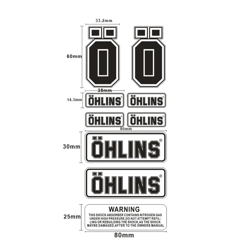 Motorcycle shock absorber sun protection and waterproof decorative stickers, shock absorber Ohlins reflective sticker logo view 2
