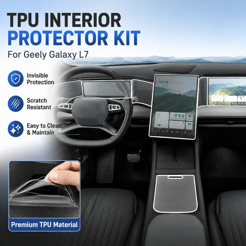 TPU Car Sticker for Geely Galaxy L7 Interior Trim Upgrade - Transparent Dashboard & Center Console Decal, Easy Installation