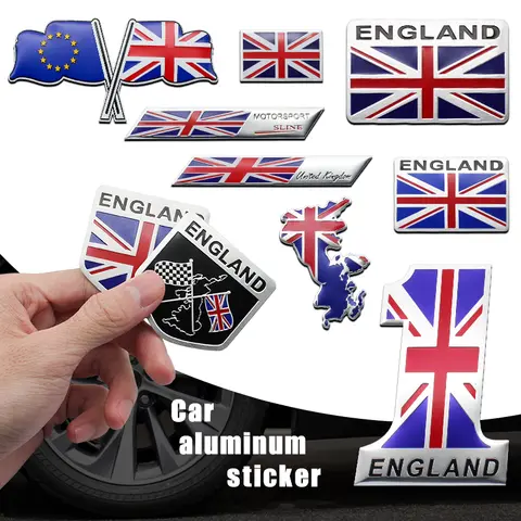 3D Aluminum ENGLAND United Kingdom UK National Flag Map Car Motorcycle Badge Emblem Decal Sticker For Land Rover MINI Jaguar