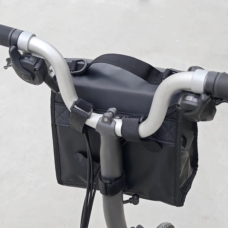 

Bicycle Handlebar Bag Quick Release For Brompton Front Tube Basket Insulation Waterproof Bag Frame installation with Magic Tape