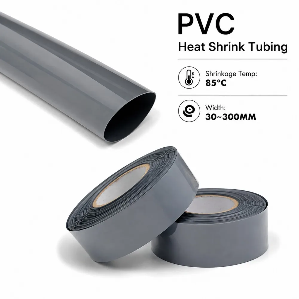 Gray 18650 Battery PVC Heat Shrink Tube Pack Width 30mm~ 300mm Insulated Protection Film Wrap Packaging Protection Battery Film