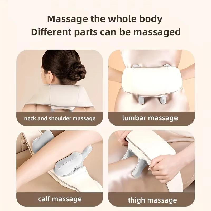 Wireless Neck and Back Massager Pillow | Deep Kneading Shiatsu Neck Shoulder Massage Shawl for Cervical & Trapezius Pain Relief