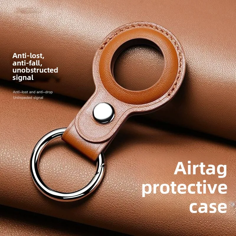 PU Leather Protective Case Cover for Apple Airtag Waterproof Luggage Anti-Loss Keyring Locator Tracker Anti Lost Device Keychain