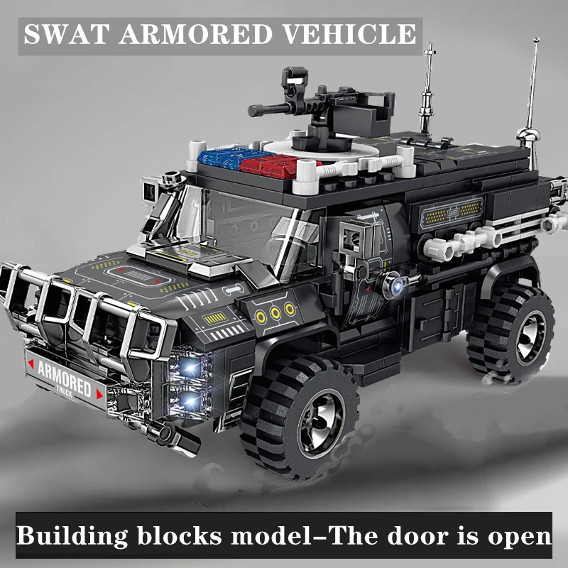 Car children's building blocks special police armored vehicles boys' gifts assembled toys explosion-proof special forces models