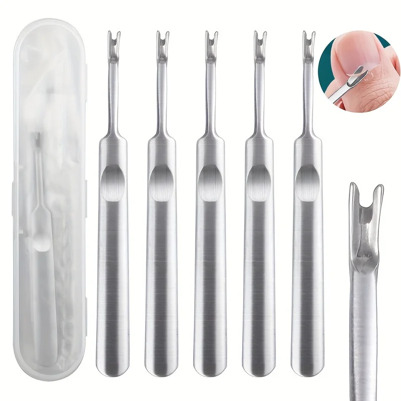

Набор триммеров для кутикулы из нержавеющей стали, 5 шт., средство для удаления омертвевшей кожи с краями ногтей и ногтей, с пластиковым футляром для хранения, портативный маникюрный набор
