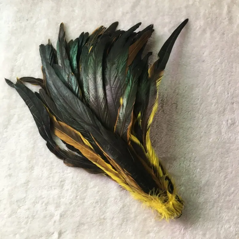 Yellow Colored Rooster Feathers for Fly Tying Materials Decoration Pheasant Chicken Cock Carnival Indian Headdress