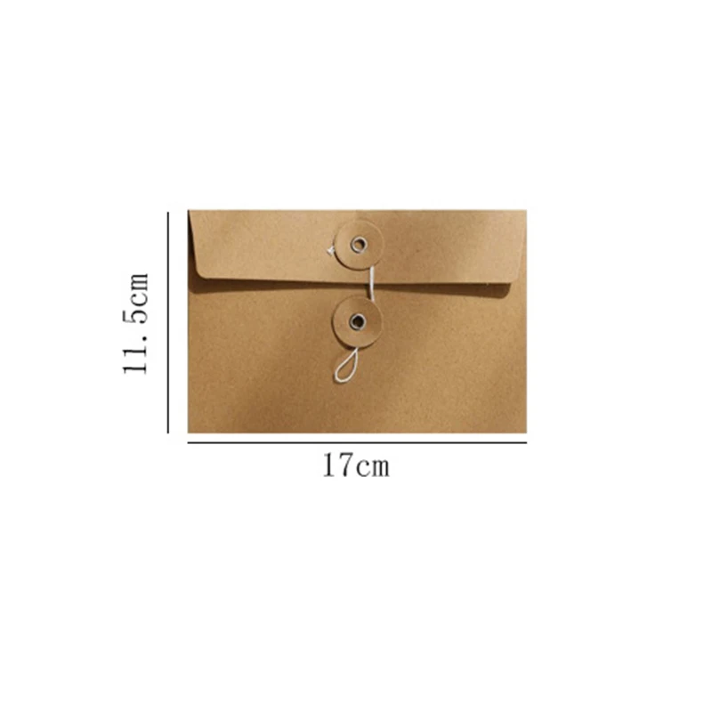 10pcs Vintage Corded Envelope Floder Kraft Paper Bags 17*11.5cm Thank You Letter Handmade Jewelry Gift Packaging Storage