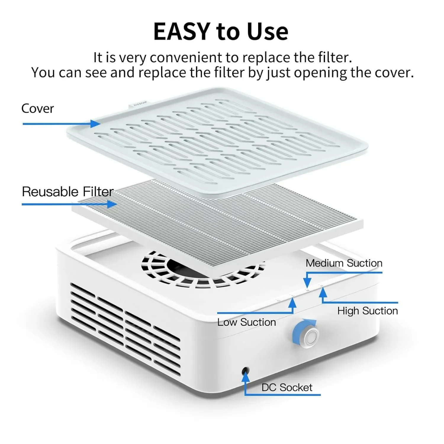 Replacement Filter for 120W Brushless Nail Dust Collector Extractor Nail Vacuum Cleaner Accessories