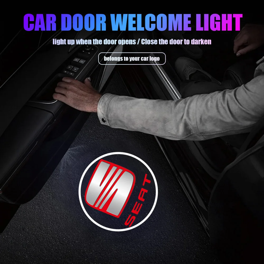 Car Wireless HD Projector Light Car Door Welcome Lamps For SEAT Leon Mk1 Mk2 5f Ibiza 6l 6j Arosa FR Arona Cupra Tarraco Toledo