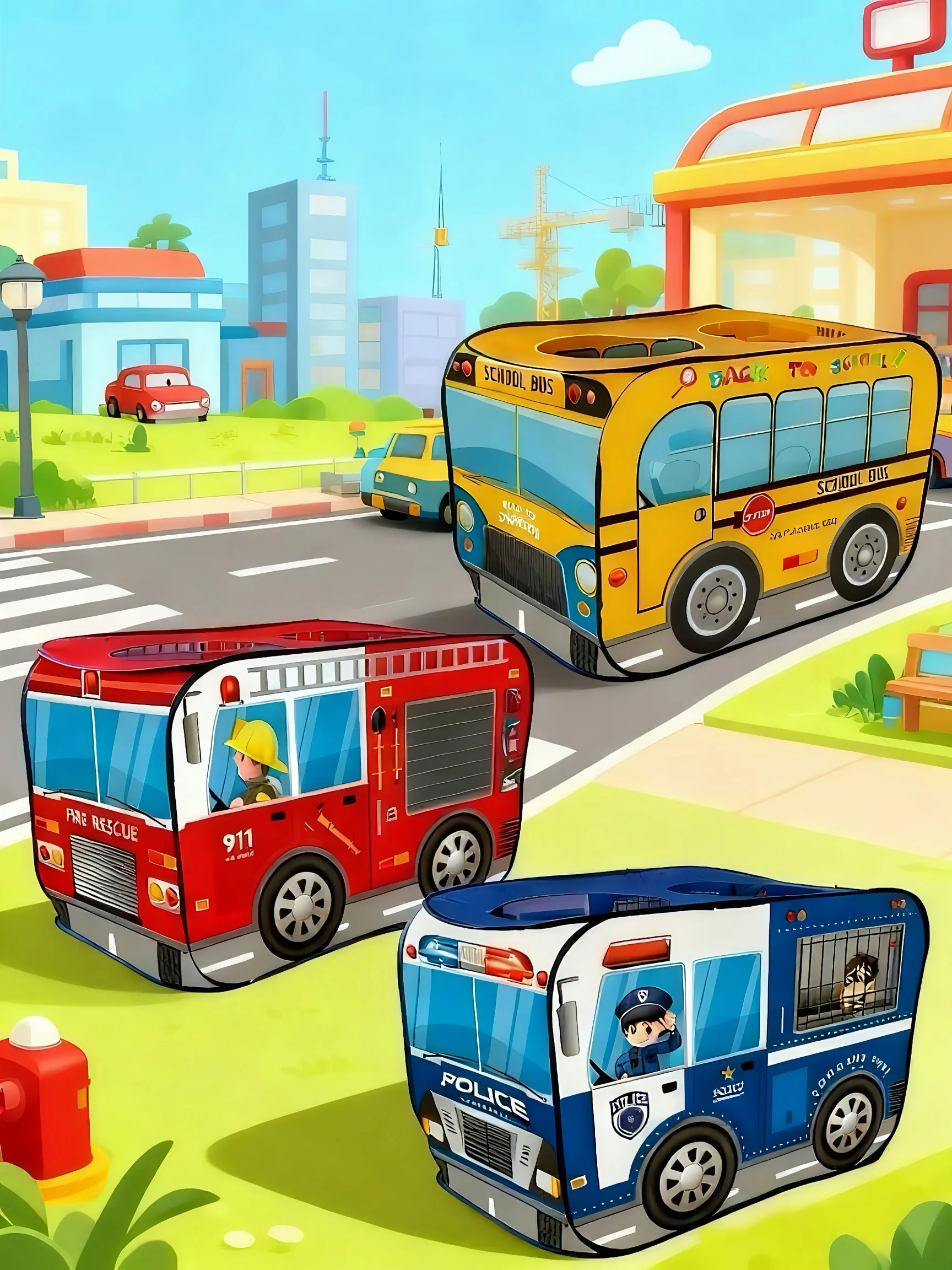 خيمة لعب ممتعة قابلة للطي للأطفال - سهلة المنبثقة، لا يتطلب التجميع، تصميم السيارة، إطار متين من البوليستر والصلب، بيت مسرح للأولاد والبنات، هدية العيد، لعبة الشاطئ #1