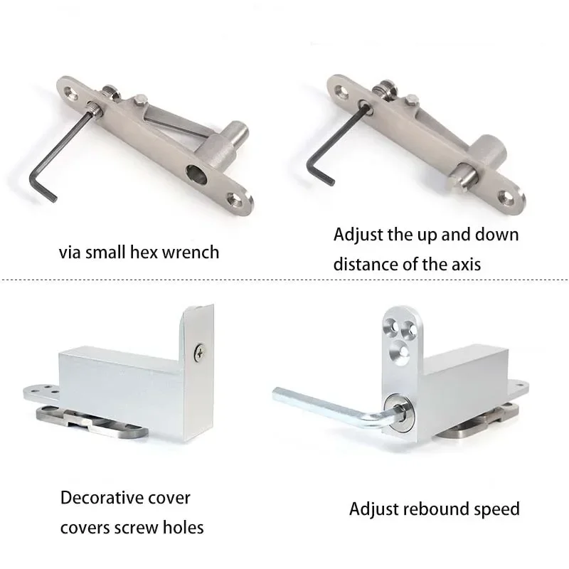 360 Degree Rotation Door Hinge Automatic Return Door Closing Positioning Closer Hidden Hinge Load-bearing 60KG