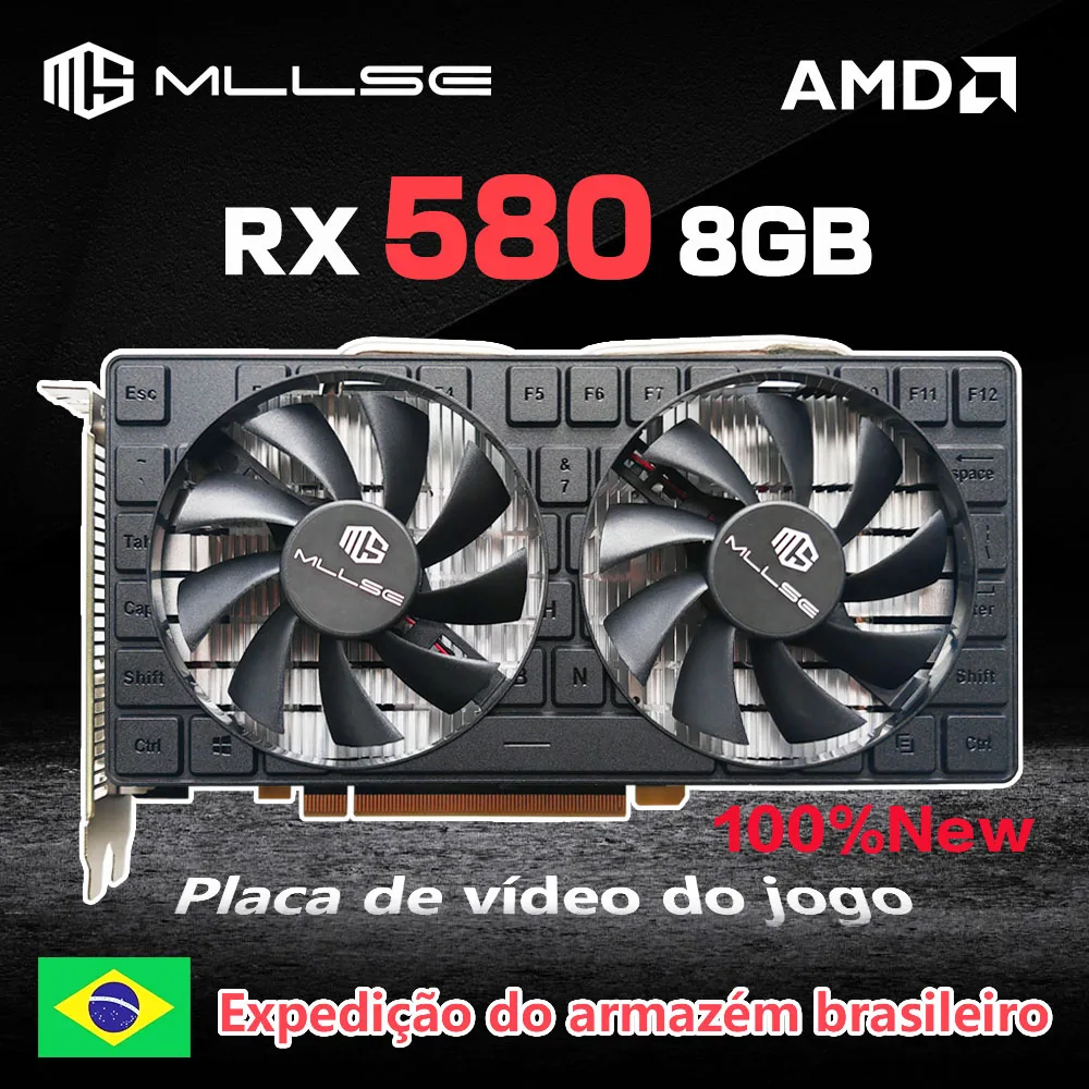 MLLSE Graphics Card AMD RX 580 8GB Placa De Video Gaming GDDR5 256Bit 6Pin PCI-E 3.0 ×16 Radeon GPU Computer Game Video Card