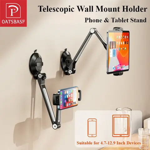 Oatsbasf Suction Cup Tablet Stand Holder 360° Rotate Long Arm Adjustable Phone Tablet Bracket for iPhone iPad 4.7-12.9" Devices