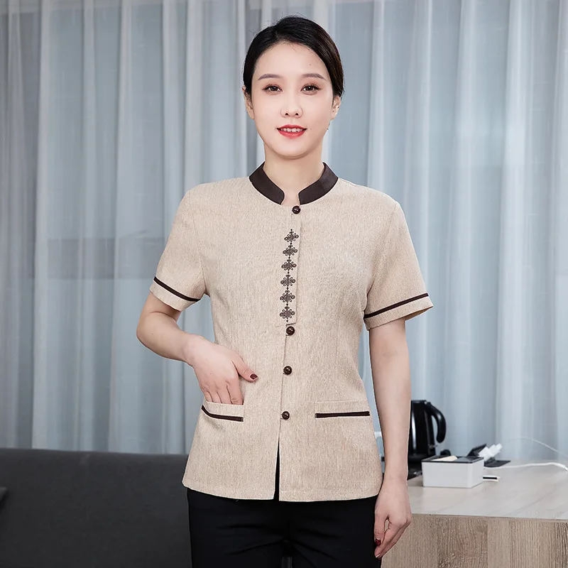 

Cleaner Work Short Sleeve Female Hotel Guest Room Community Property Cleaning Aunt Summer Clothes