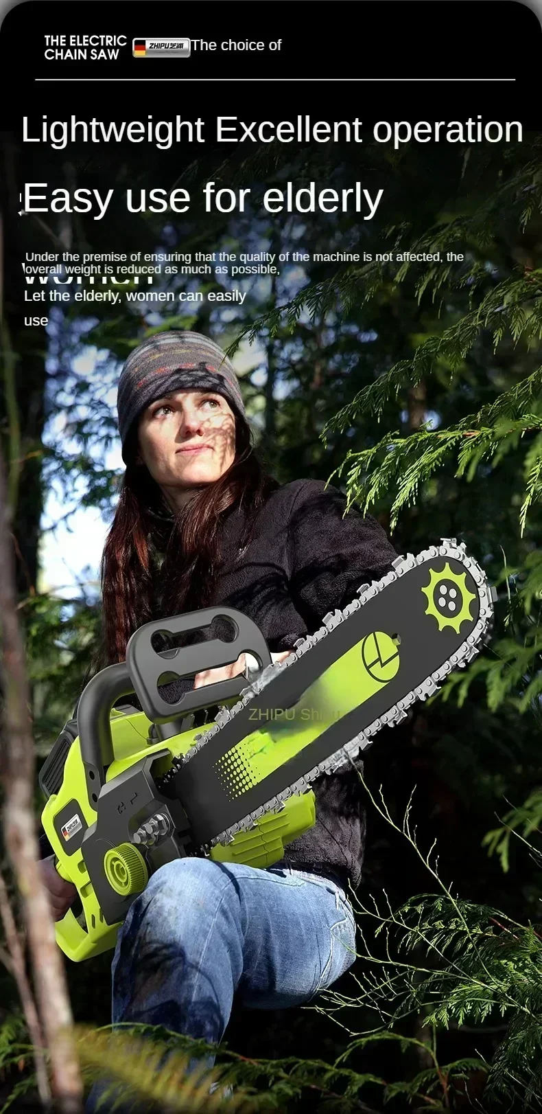 110V/220V Rechargeable Chainsaw with High Battery Capacity for Cutting Trees – Perfect for Home Use CC