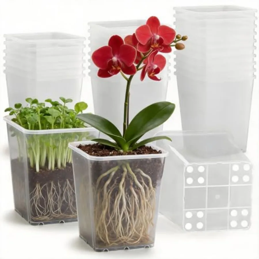 

Nursery Pots 6 Inch 40 Pcs, Plastic Seed Starting Pot with Drainage Holes, Sturdy Seedling pots for Planting, Cuttings