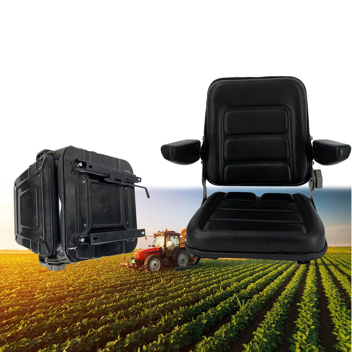 

Universal Forklift Truck Seat With Sliding Track And 140° Adjustable Back For Vehicle, Tractor, Excavator, Digger, Skid Loader