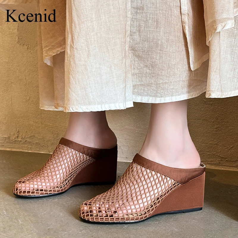 

Kcenid/пикантные женские сандалии, туфли на высоком каблуке с босоножками, римские кожаные туфли с закрытым носком, вечерние туфли на танкетке, офисные модельные туфли-лодочки, женские