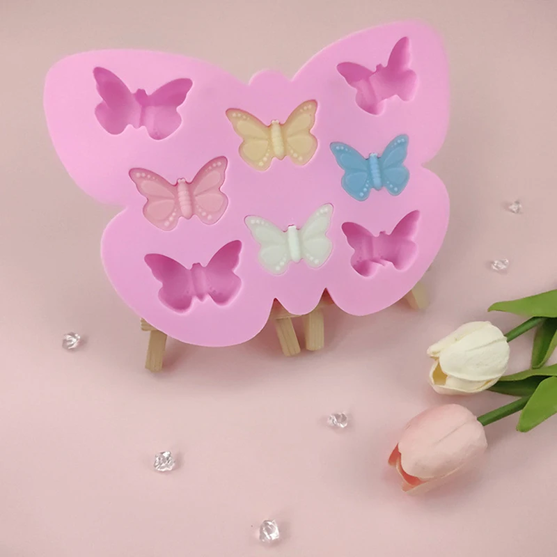 3D Porous Butterfly Silicone Biscuit Baking Mold Heart Chocolate Candy Jelly Ice Oven Mould Cake Decor Soap Candle Making Set