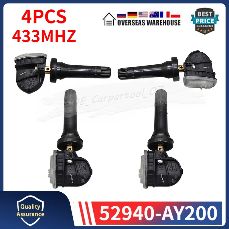 

52940-AY200 Датчик давления в шинах, 4 шт. для Hyundai Santa Fe [MX5] Solaris [BN7] Kia EV6 Sportage [NQ5] TPMS 433 МГц 52940-BV100