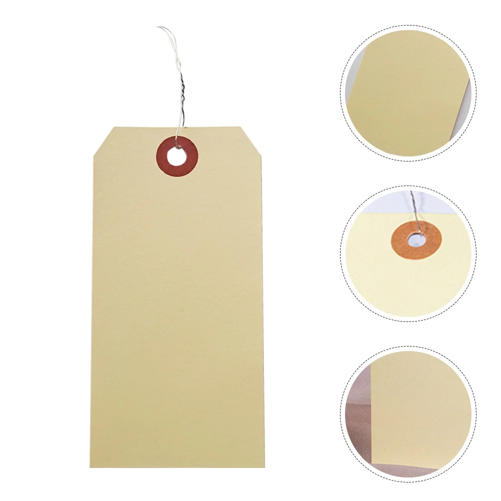 100 Pcs Shipping Label Wired Tags Manila with Eyelets Round Packaging Iron Blank for