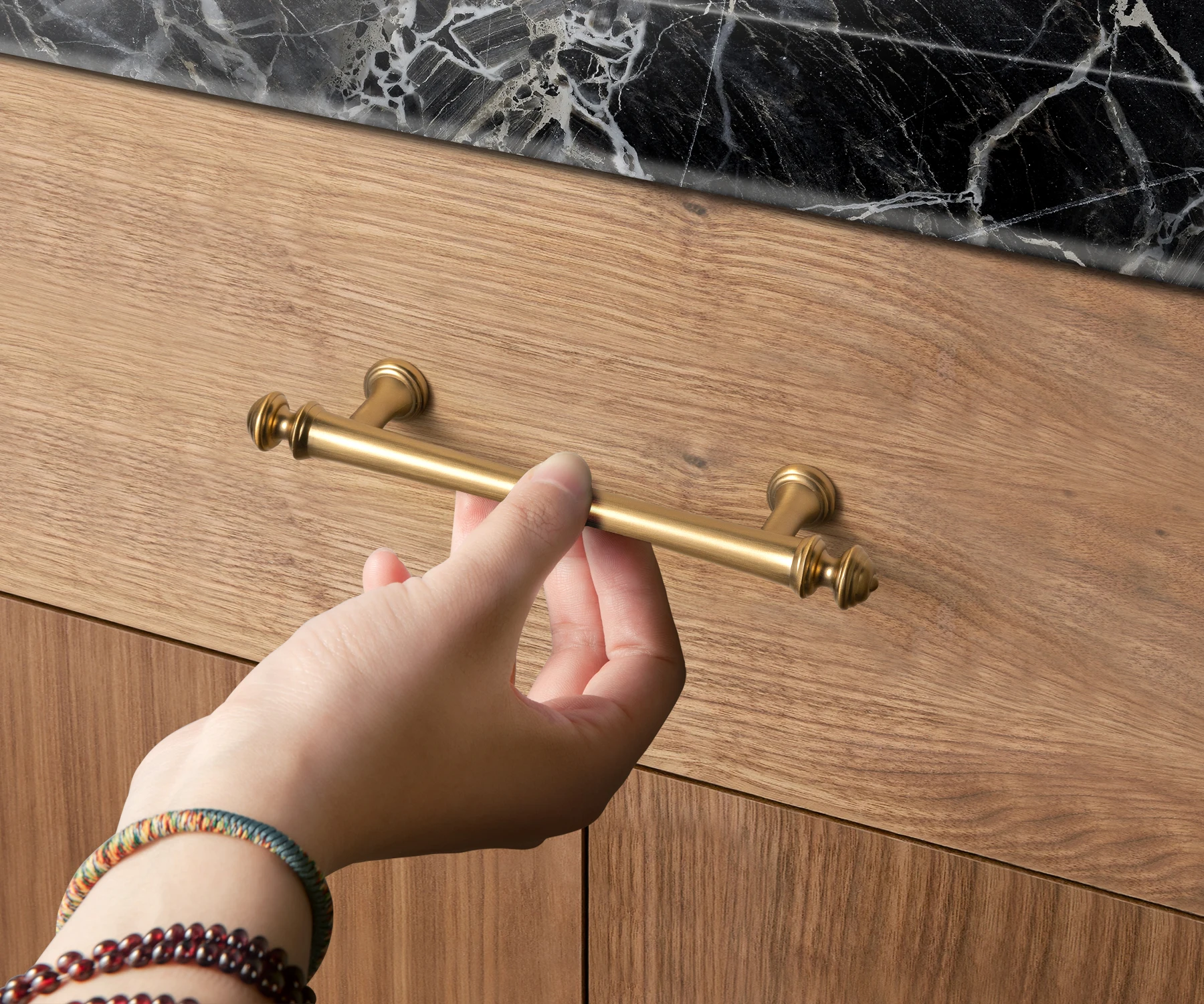 Goo-Ki 골동품 황동 캐비닛 핸들 샴페인 청동 캐비닛 옷장 용 당김 주방 찬장 용 아연 합금 서랍 손잡이