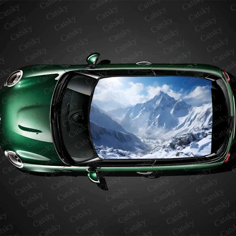 

Snow Covered Mountain Car Roof Sticker Wrap Racing SUV Accessories Packaging Painted PVC Custom Car Graphic Decal