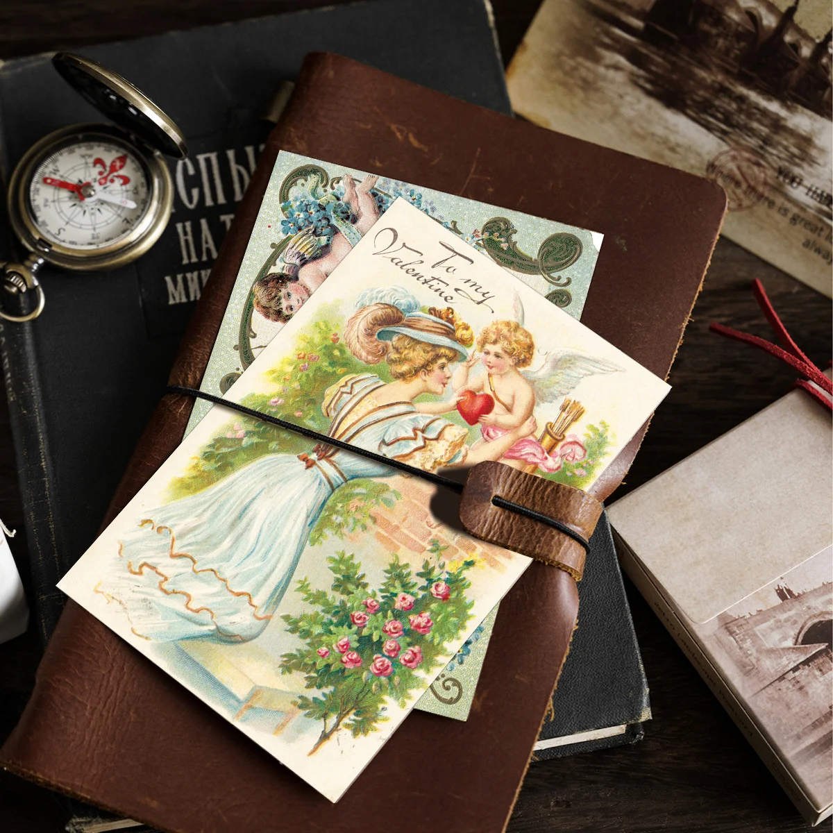 12pcs 빈티지 천사 발렌타인 데이 엽서, 연인을위한 낭만적 인 수제 인사말 카드, 커플, 친구, 선물 장식 액세서리