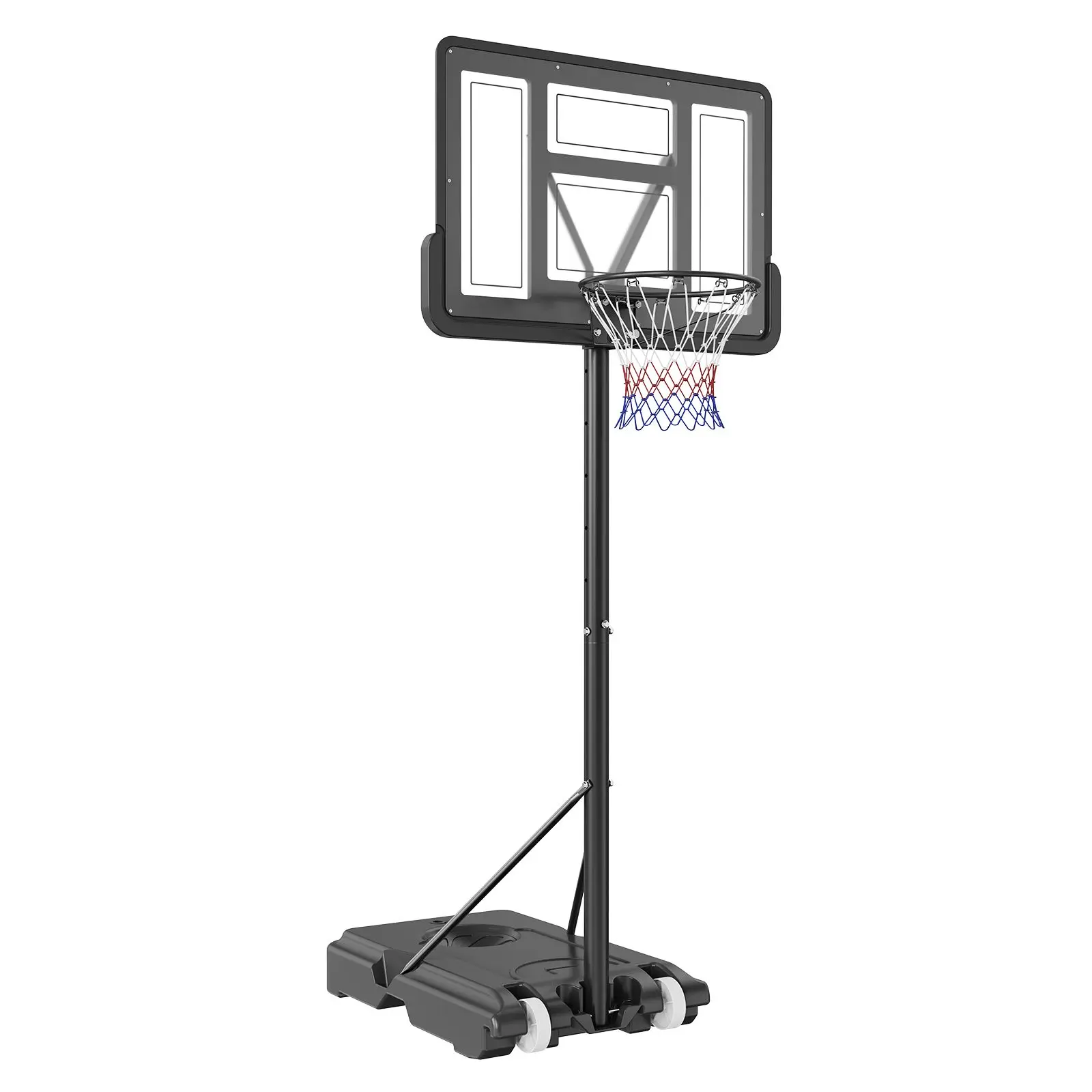 Basketball Hoop, 4-10 ft Adjustable Height Portable Backboard System, 44 inch & Goal, Kids & Adults Set with Wheels, Stand, and