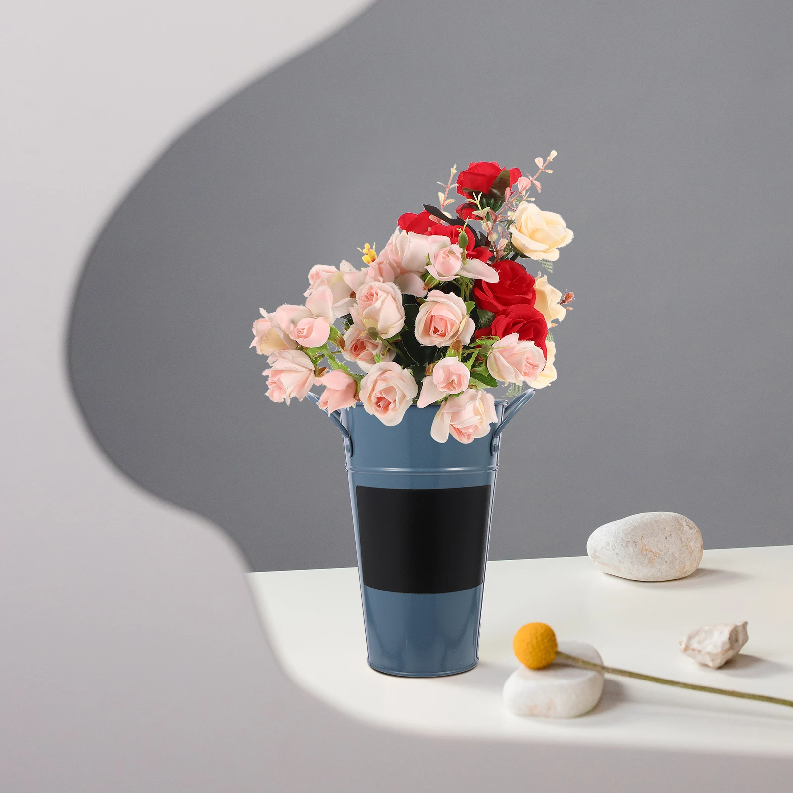 

Metal Iron Flower Bucket Blackboard Retro Design Small Flowerpot Planter Pot Garden Decor Desktop Container Pots,planter Pots