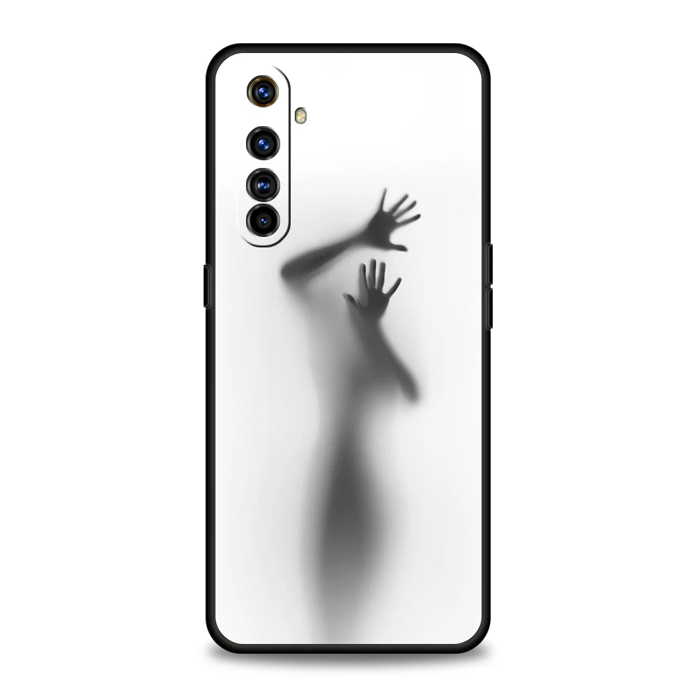 Weiches TPU für Realme 13 12 11 10 Pro Plus GT2 GT3 GT5 C67 C63 C55 C21 C25 C35 Pro stoßfeste Handyhülle Frau Silhouetten Schwarz