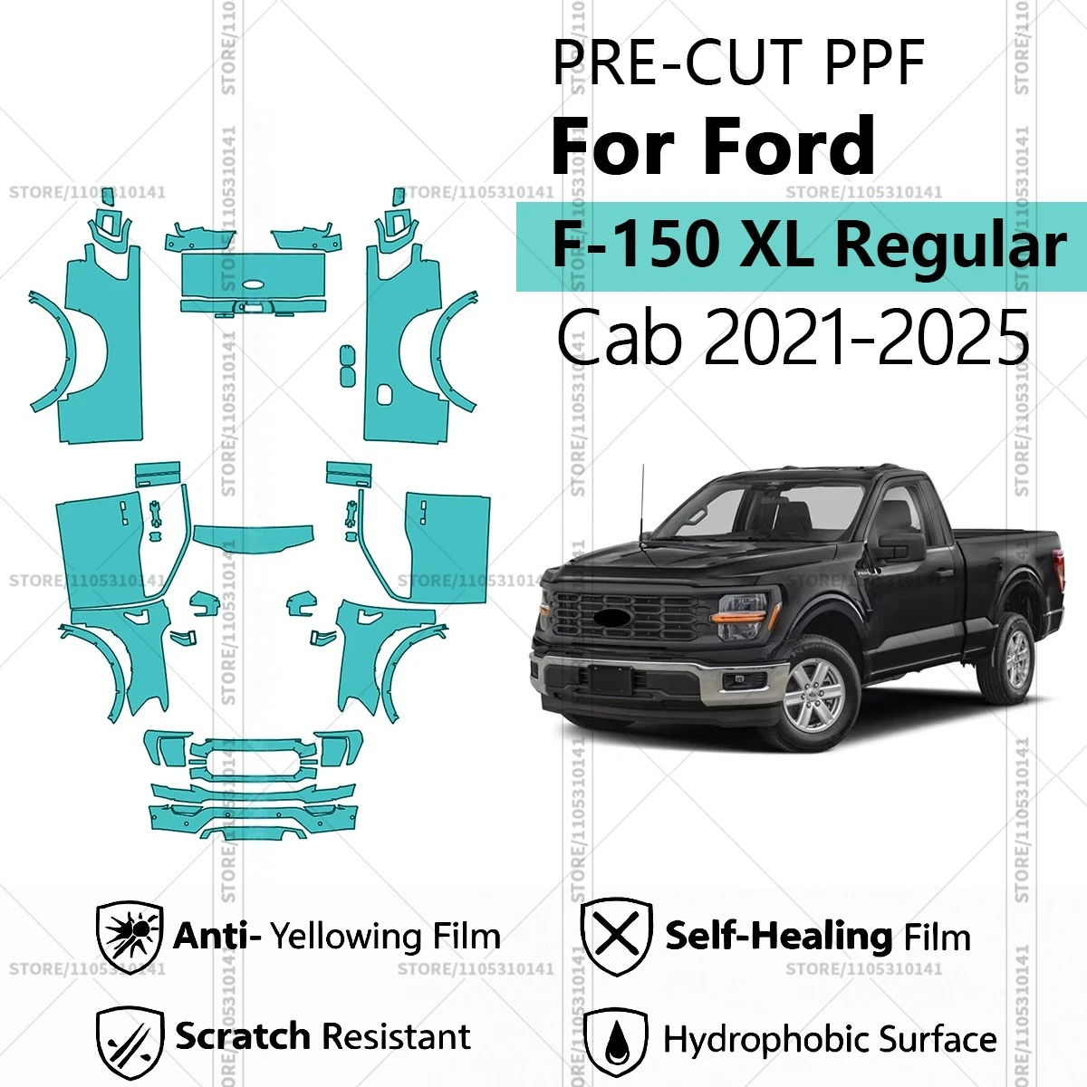 Pre-Cut Paint Protection Film PPF Transparent Car Film Professional Automotive  PPF For Ford F-150 XL Regular Cab 2021-2025