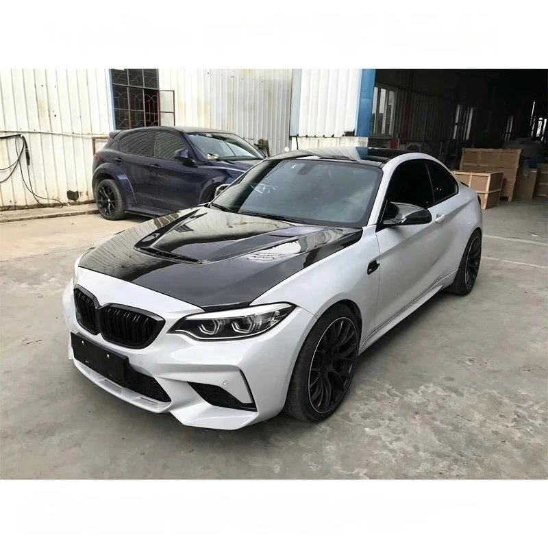 CS Style Dry Carbon Fiber Front Engine Hood Fit for 2 Series F20 F22 M2 F87 M2C Body Kit New Clip-on Front Hood Cover 4