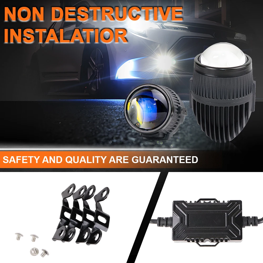 K200 LED Headlight Led Fog Lamp 10000LM H4 50W 2.0 inch Bi-led Projector Len Headlights Replacement for Universal Car Motorcycle