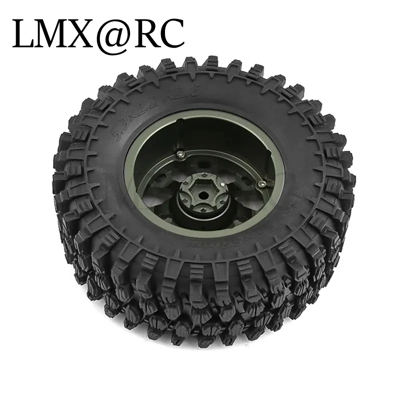 4Pcs 135Mm 2.6 Inch Metal Beadlock Wheel Rim Rubber Tire Set Kit For 1/8 1/10 RC Crawler Car Axial SCX10 Wraith RR10 Capra