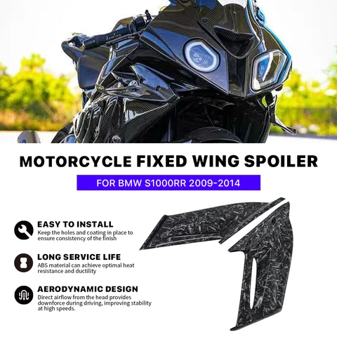 BMW S1000RR S1000 RR 2009-2014 페어링 고정 윙 100% 실제 탄소 섬유 오토바이 액세서리 사이드 스포일러 Winglet