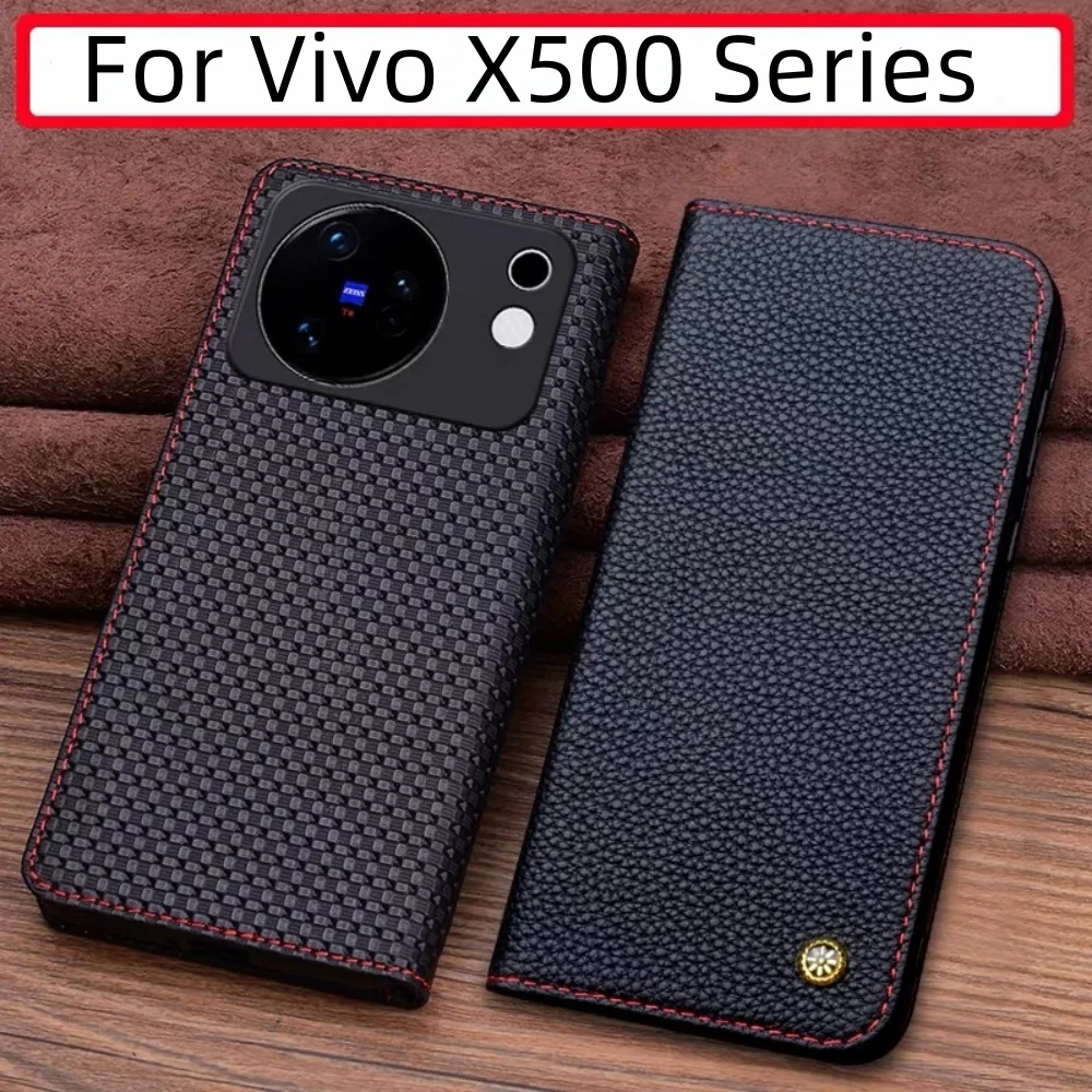 Premium Natural Cowhide Leather Case for Vivo X500 Pro Max X500 Business Cover