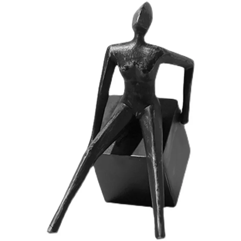 Simple Modern Black Metal Bookend Villain Sculpture Living Room Entrance Model Room Soft Decorative Ornaments Sales Office