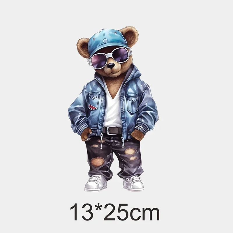 Iron coat patch color bear cartoon casual men\'s T-shirt hoodie DIY jacket patch DTF sticker washable