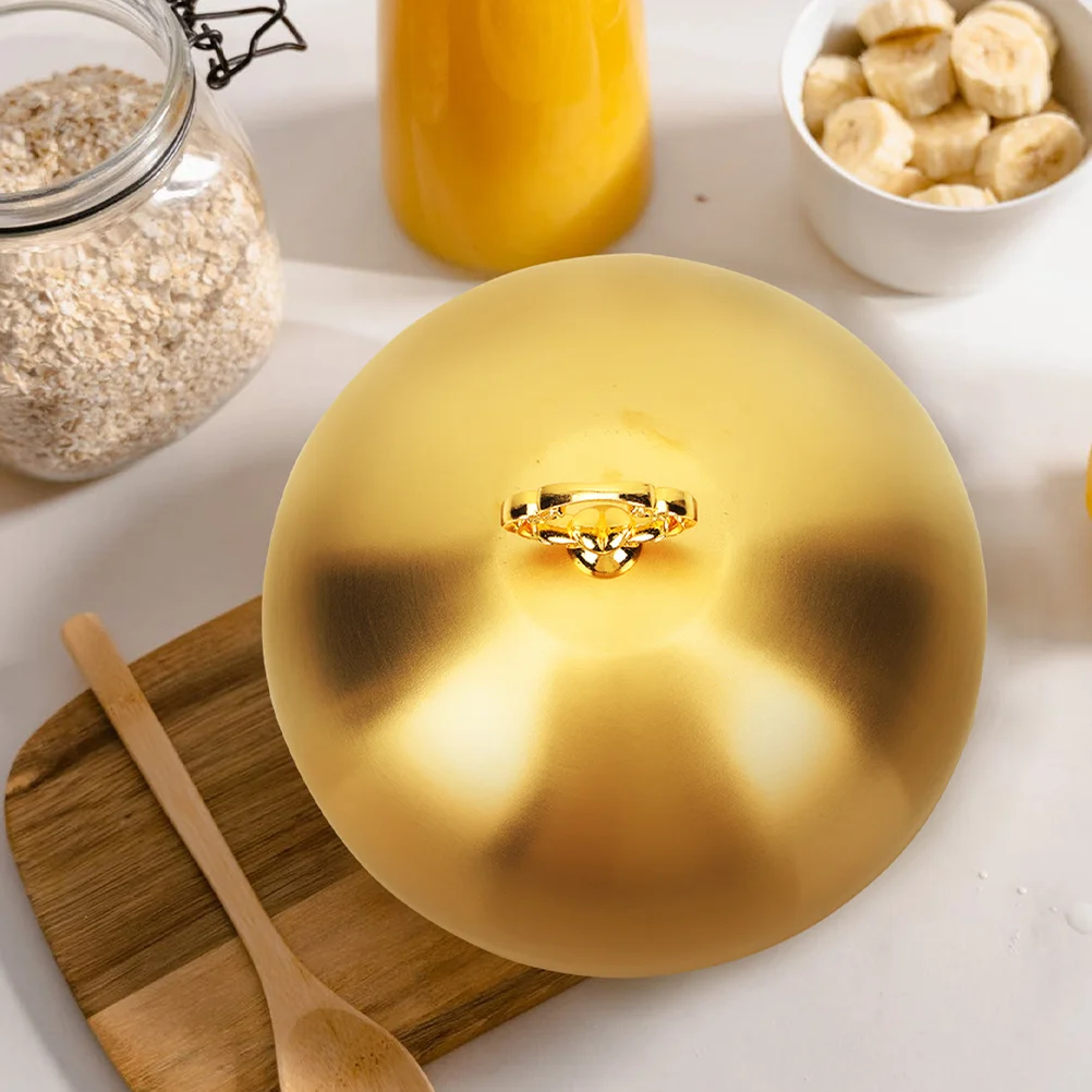 

Stainless Steel Steak Cloche 14Cm Golden Food Warmer Dome For Keeping Steaks Warm, Griddle Basting Cover, Serving Dish