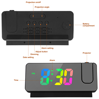 Projection Alarm Clock Electronic Bedroom Led Digital Display Temperature Plastic Bright Silent Movement Real Time Date
