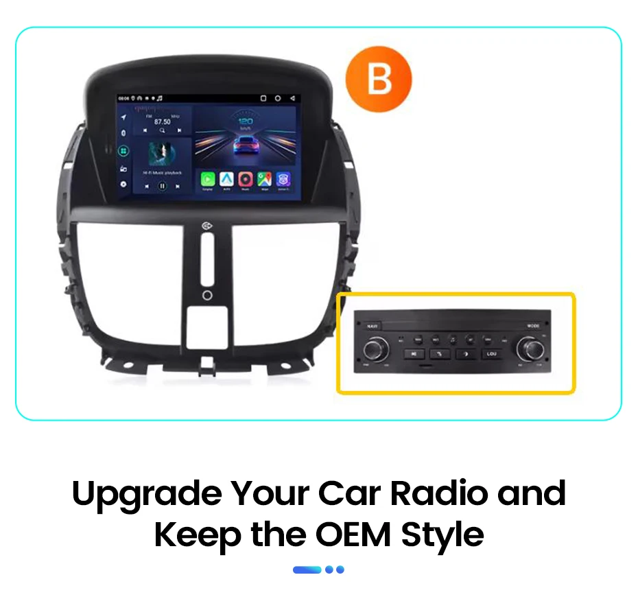 Junsun 7" Wireless CarPlay Android Auto Car Radio for PEUGEOT 207 207CC 2006 2007-2015 Multimedia Wireless Apple CarPlay Smart Intelligent Systems IPS Touch Screen Stereo Video Player 2 Din Autoradio Head Unit Navigation BT GPS 4G WIFI FM AM DSP RDS SWC