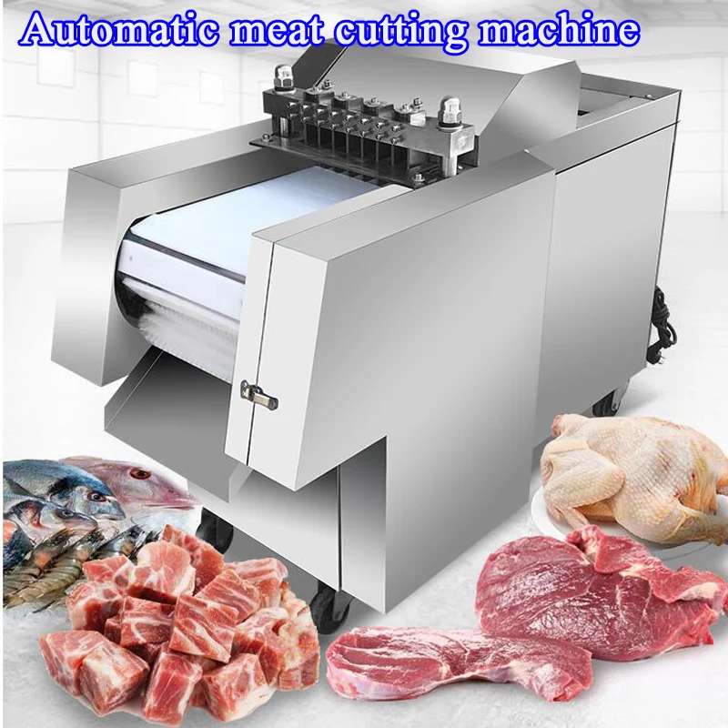 

Автоматическая машина для резки мяса, нарезка, измельчение кубиками, коммерческая настольная электрическая слайсер из нержавеющей стали для говядины, баранины