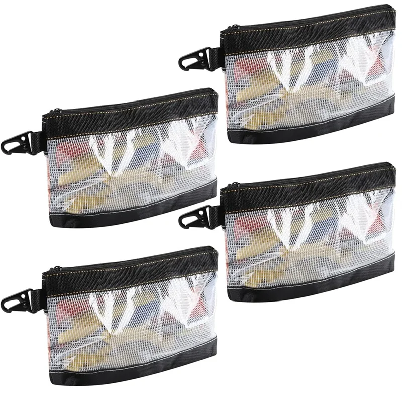 A69esmall Transparent PVC Material 4 Pcs Tool Zipper Pouch, Portable Tool Bag, Bank Bag, Waterproof And Antistatic