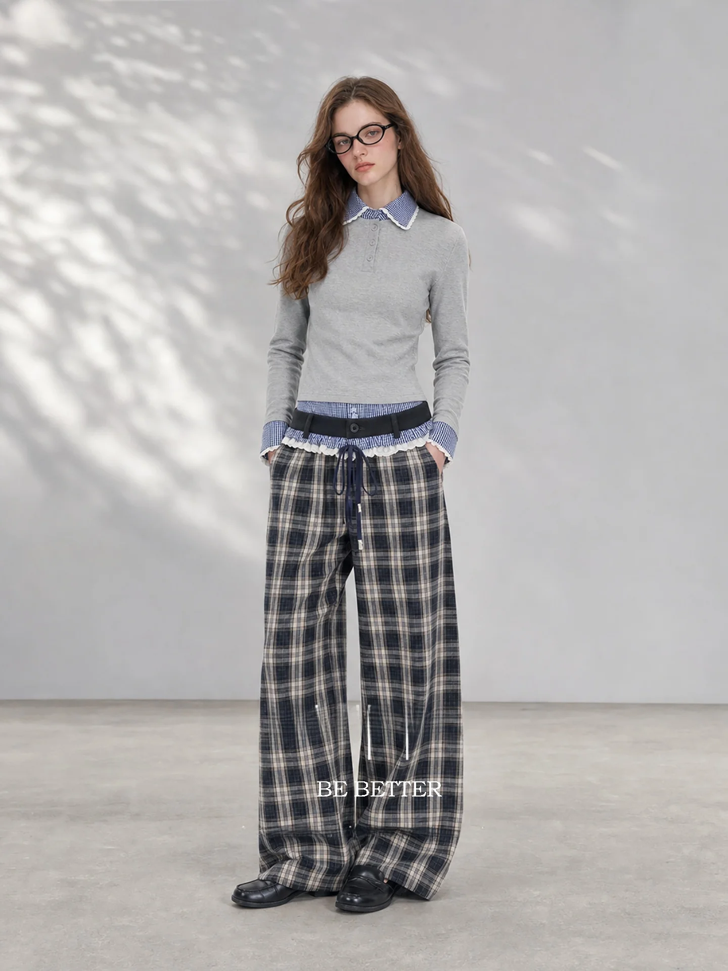HUAAPPUW Lace Trimmed Neck Buttoned Long Sleeve T-Shirt Casual Style Office Wear Autumn 2026 Collection Breathable Light...